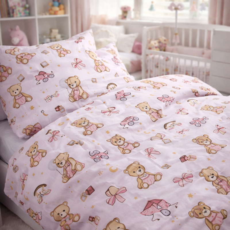 Пододеяльник Бязь 17-0916 Little Teddy pink