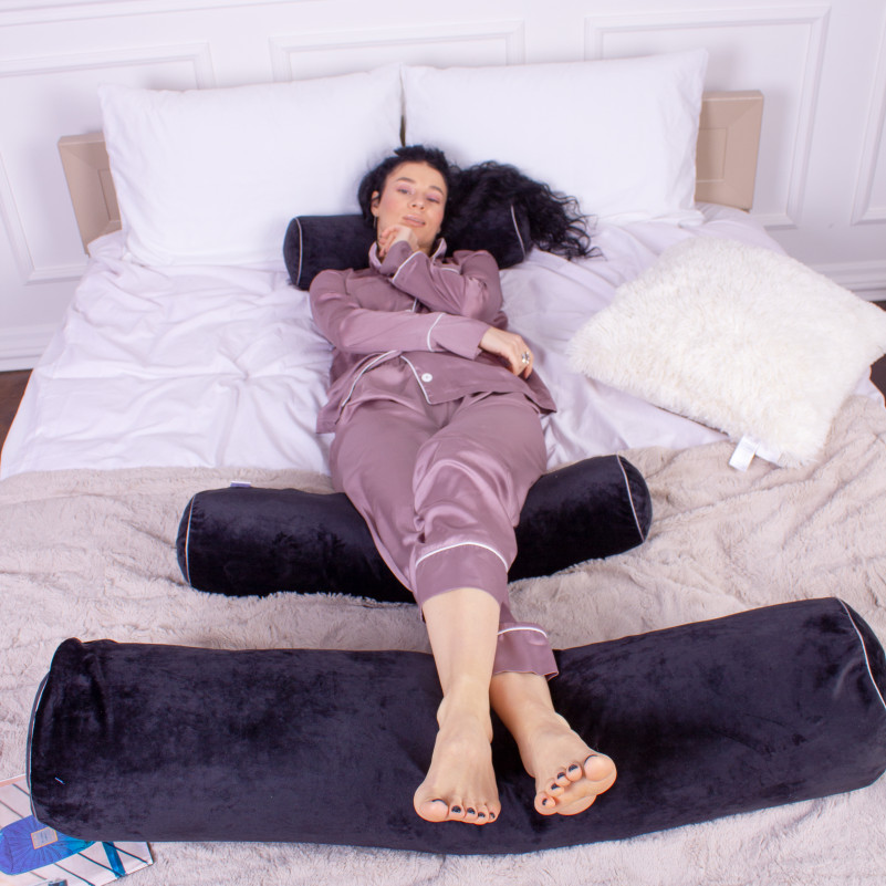 Подушка-валик №8400 Velvet Line 28-0007 Black Tencel - 7