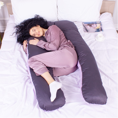 Подушка для вагітних та відпочинку U-подібна № 8030 Delicate Satin "Lupine" EcoSilk сатин