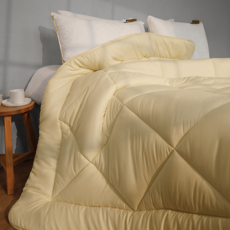 Одеяло шерстяное Eco Light Creamy №1641 шерсть микросатин (супер теплое) - 4