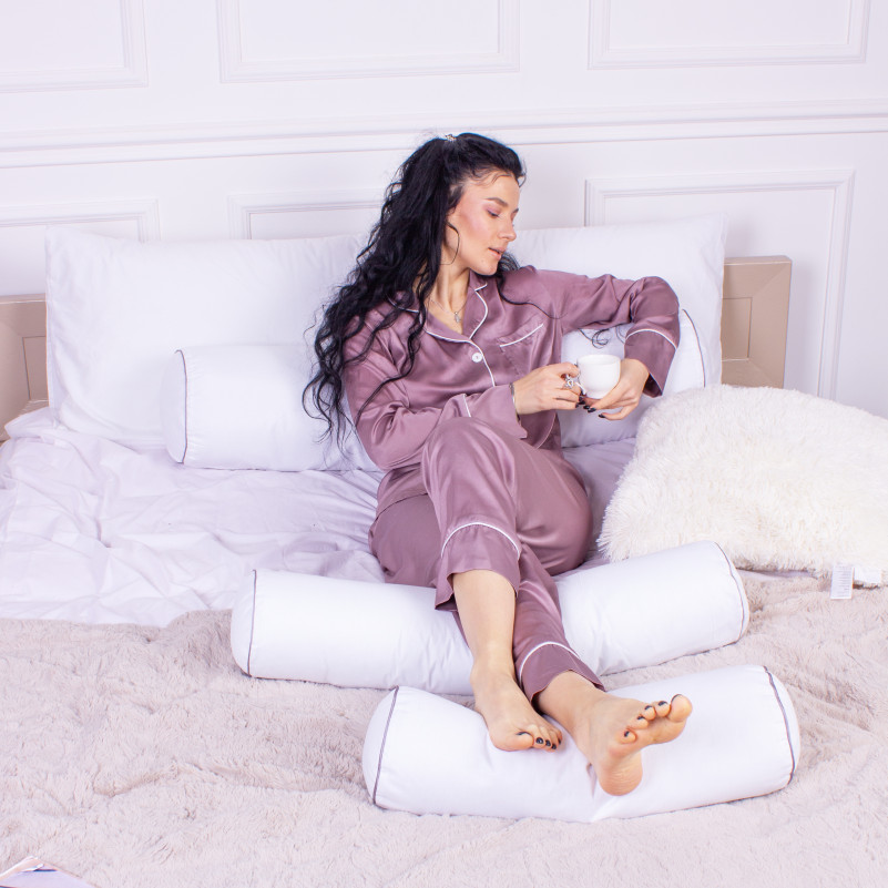 Подушка валик №8105 Naturale Line 11-2107 White (бязь) УЦІНКА
