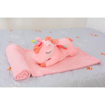 Плед+подушка детские №1065 Winged Unicorn Pink