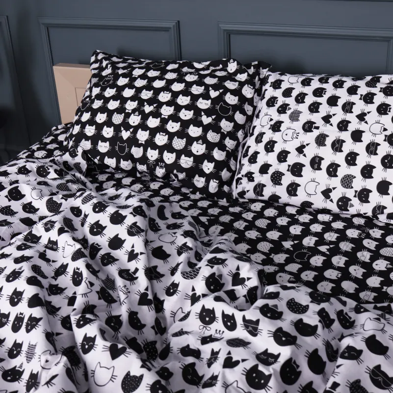Комплект постільної білизни Ranforce Elite JUNIOR 17-0673 Monochrome Meows - 1