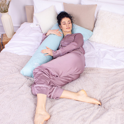 Подушка для беременных и отдыха Г-образная №8440 Color Line 17-0169 Deniz Mint EcoSilk бязь