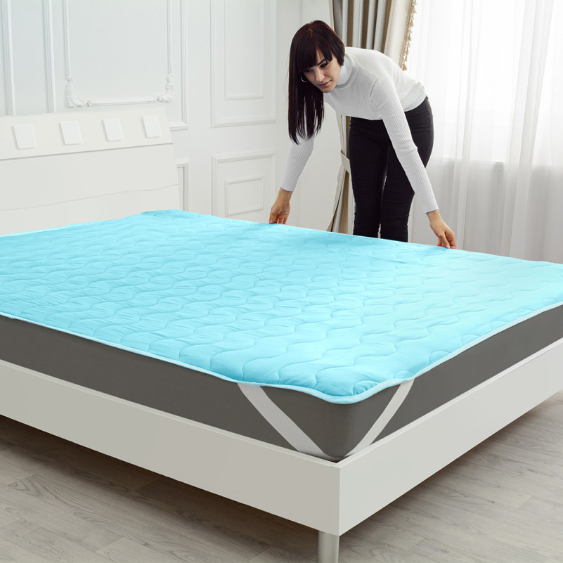 Наматрацник №1716 Eco Light Blue (Wool) (звичайний з гумкою по кутах) - 7