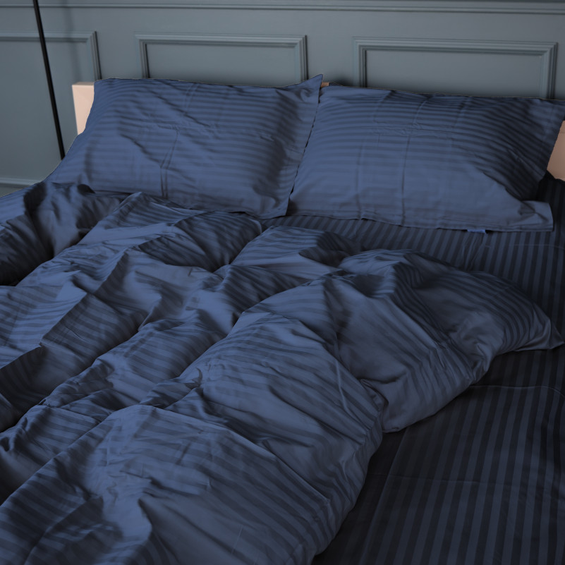 Комплект постельного белья Сатин JUNIOR Satin Stripe 30-0020 Smoky Blue