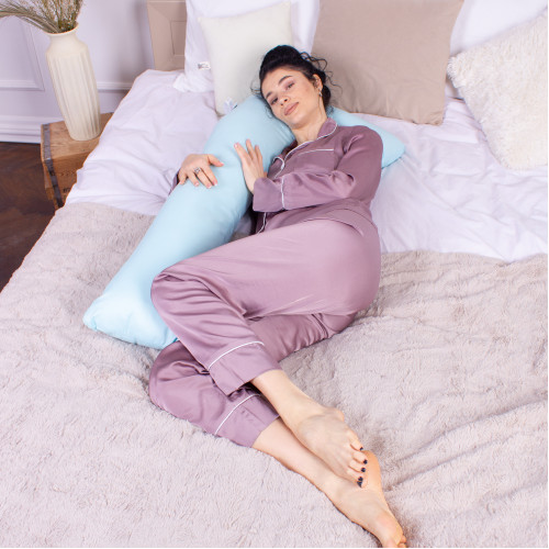 Подушка для беременных и отдыха Г-образная №8461 Eco Line Blue EcoSilk микросатин