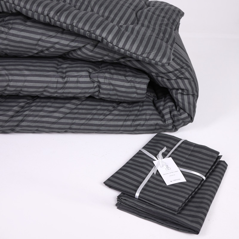 Одеяло шерстяное №162-3 Сolor Fun Line 17-0611 Stripe Black шерсть бязь (зима) - 3
