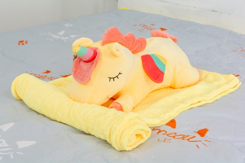 Плед+подушка детские №1067 Winged Unicorn Yellow