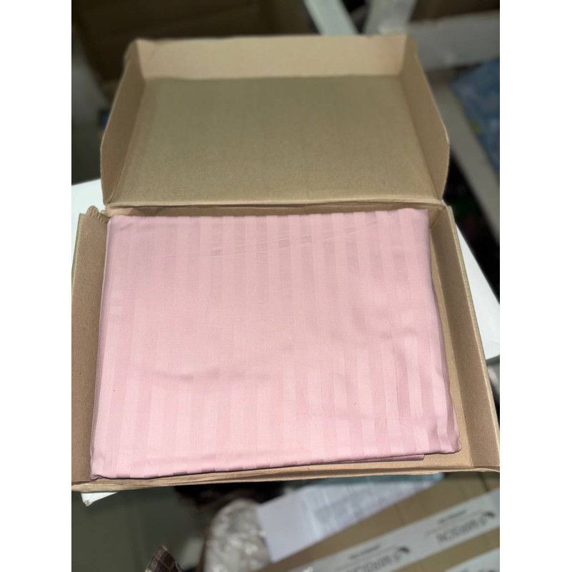 Простирадло на гумці Satin Stripe 30-0007 Pink УЦІНКА - 1