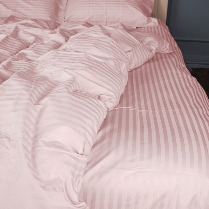 Простирадло на гумці Satin Stripe 30-0007 Pink УЦІНКА