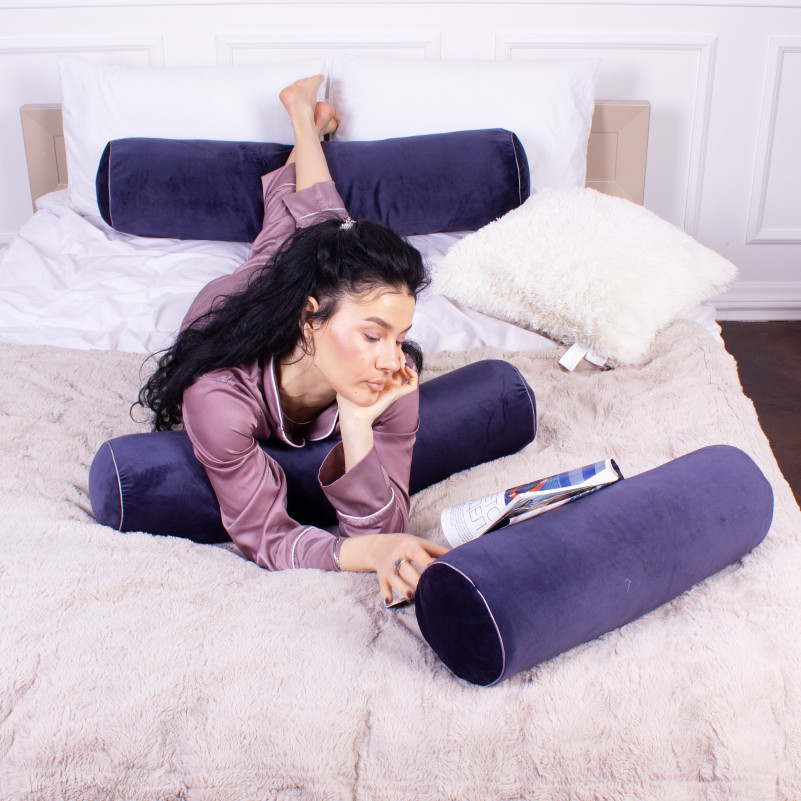 Подушка-валик №8557 Velvet Line 28-0006 Navy blue 100% Memory - 6