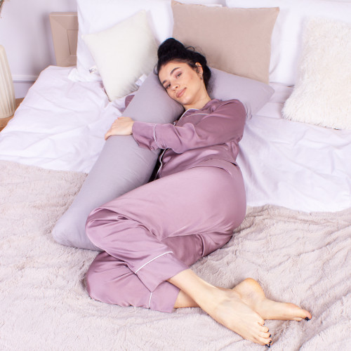 Подушка для беременных и отдыха Г-образная №8412 16-5703 Light Gray EcoSilk Ranforce Elite