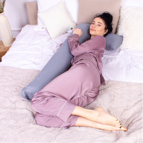 Подушка для беременных и отдыха Г-образная №8462 Eco Line Gray EcoSilk микросатин