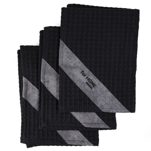 Набор полотенец дак/вафля №700 Black (3 шт)