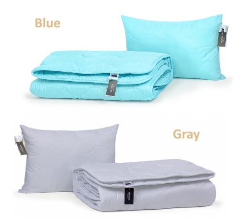 Набор антиаллергенный Eco-Soft Всесезонный №1694, 9044 Eco Light Blue/Gray (одеяло + подушка 50*70 средняя)
