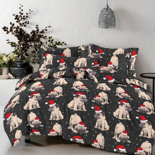 Постільна білизна Бязь 17-0598 New Year's pug