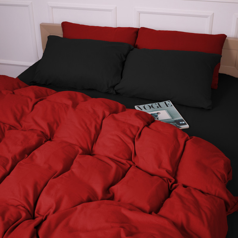 Комплект постельного белья TEENAGER Фланель 002-009 Black/Red - 4