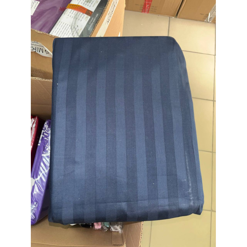 Простирадло на гумці 200*200 - висота 25 см Satin Jacquard Blue sea на гумці УЦІНКА  - 1