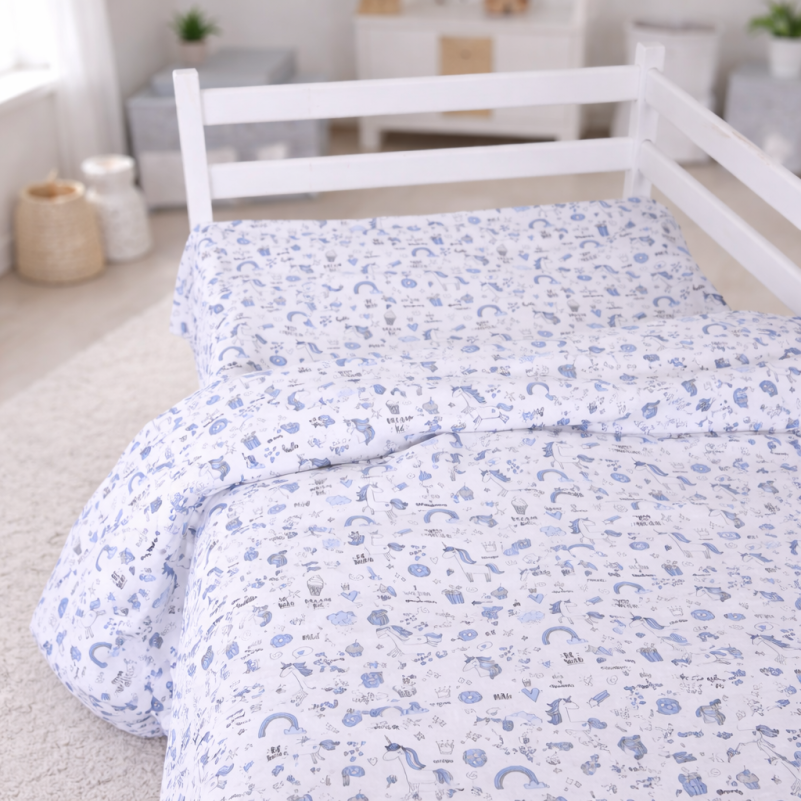 Пододеяльник Бязь 17-0931 Tiny Unicorn blue