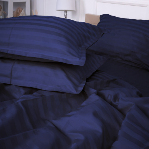 Простирадло на гумці 200*200 - висота 25 см Satin Jacquard Blue sea на гумці УЦІНКА 