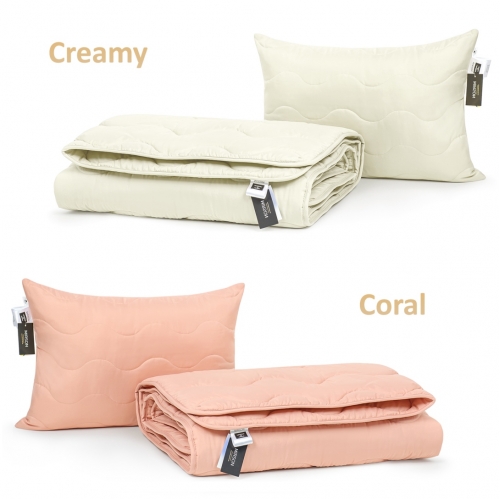 Набор антиаллергенный Eco-Soft Всесезонный №1695, 1741 Eco Light Creamy/Coral (одеяло + подушка 50*70 средняя)