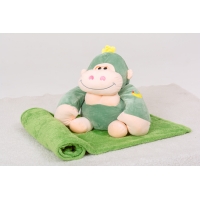 Плед+подушка детские №1070 Monkey Green