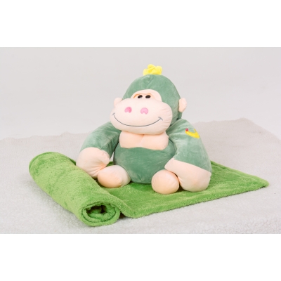 Плед+подушка детские №1070 Monkey Green
