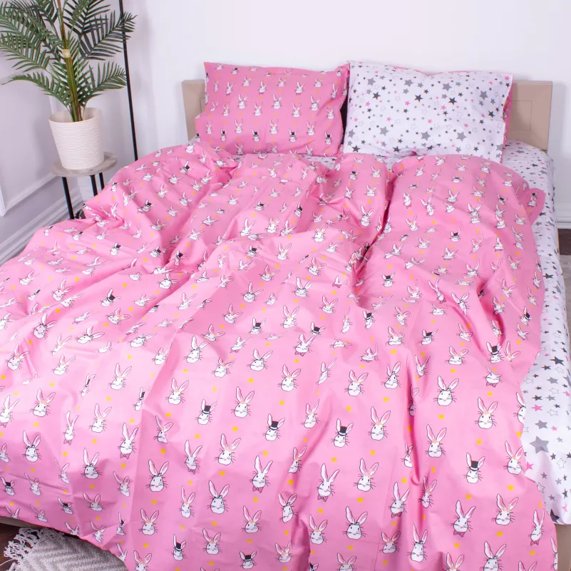 Комплект постельного белья Бязь JUNIOR 17-0528 Bunnies pink