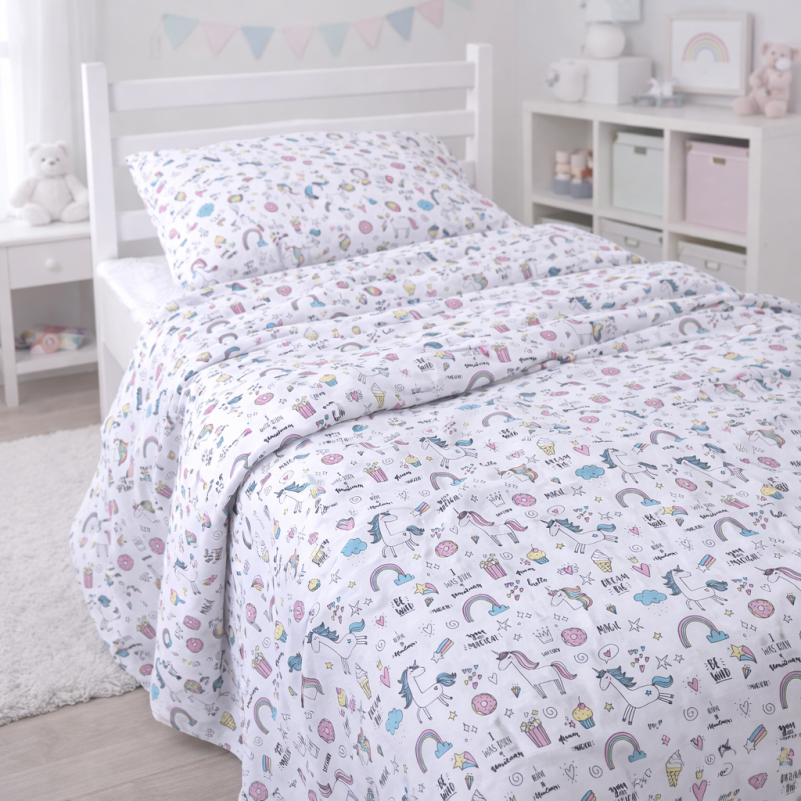 Пододеяльник Бязь 17-0932 Tiny Unicorn pink
