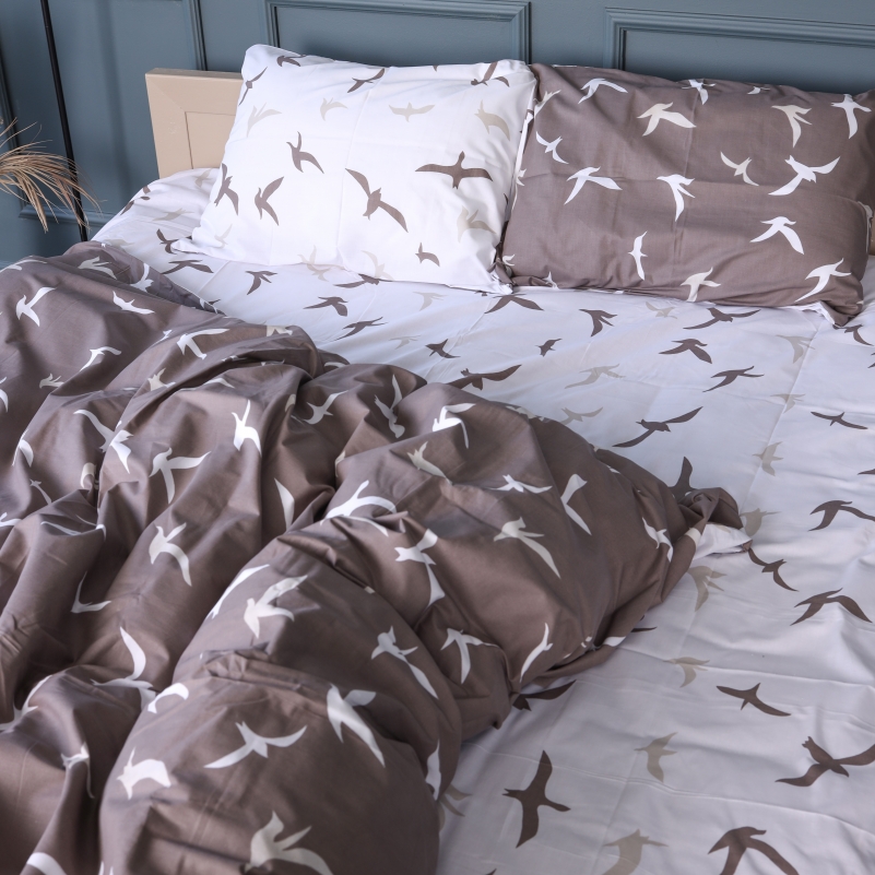 Комплект постільної білизни Бязь 17-0826 Flying birds brown