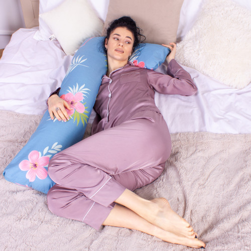 Подушка для беременных и отдыха Г-образная №8435 Color Line Rolando №96INT Blue EcoSilk бязь