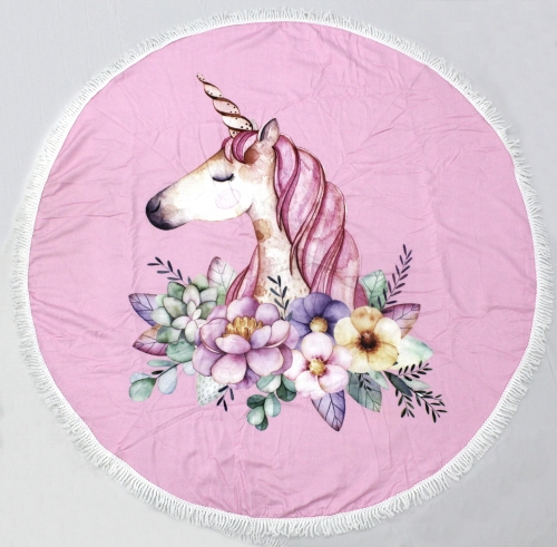 Пляжное полотенце №5076 Summer Time Pink Unicorn girl