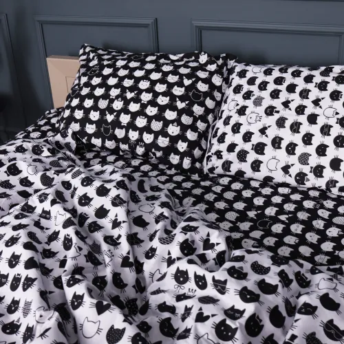Комплект постельного белья Бязь JUNIOR 17-0673 Monochrome Meows - 2