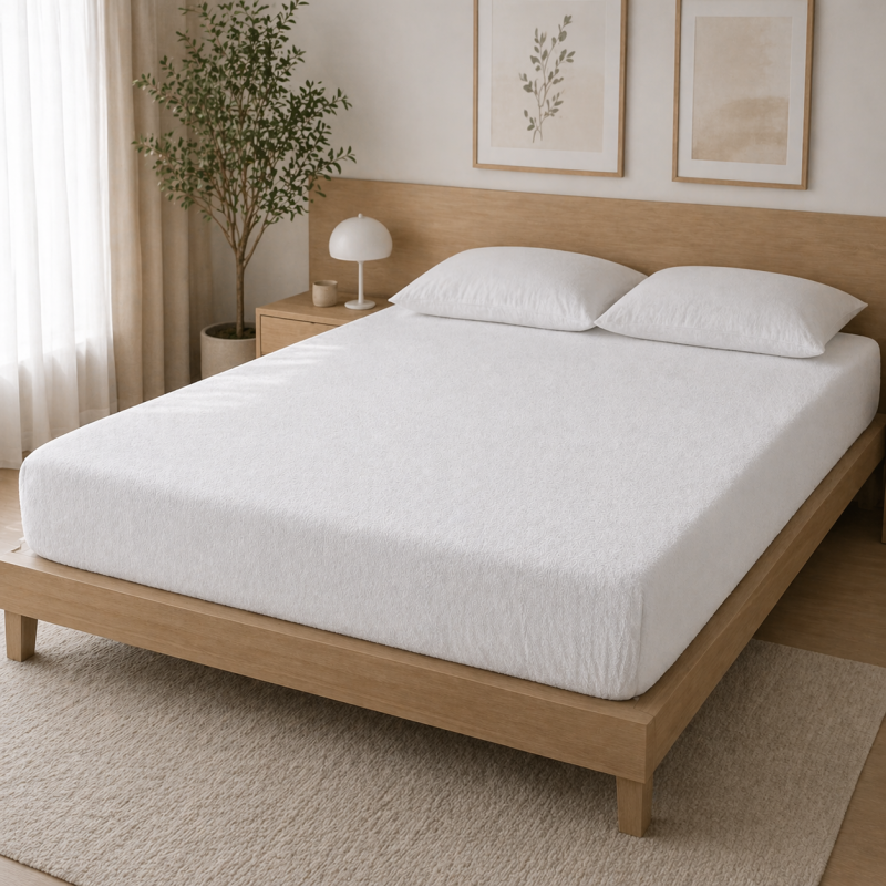 Простынь на резинке махра 30-421 White