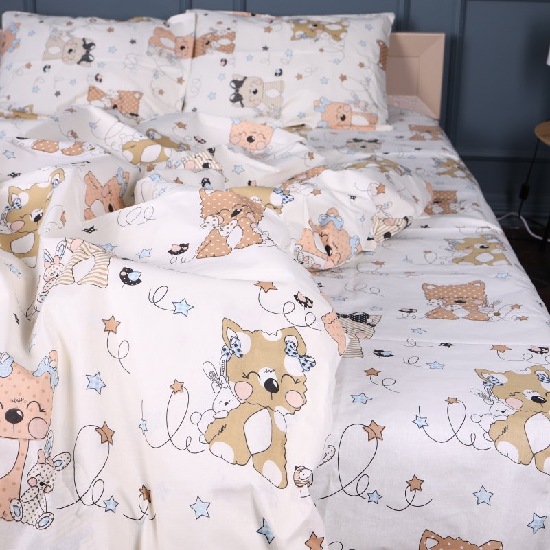 Простирадло Бязь Kids Time 17-0777 Magic cats olive