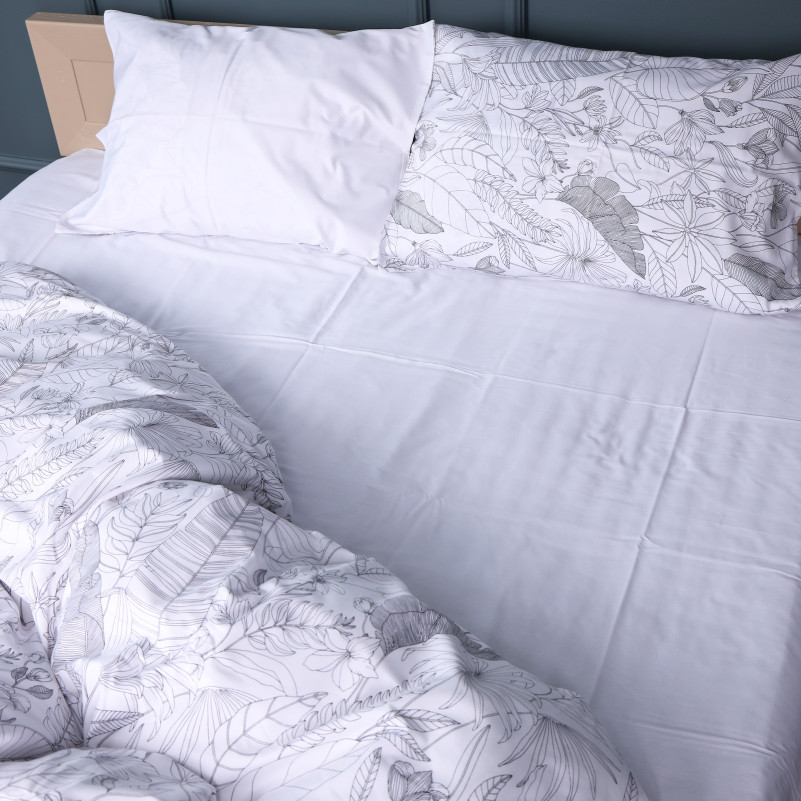 Комплект постельного белья Сатин JUNIOR 22-1427 Leafsong white - 4