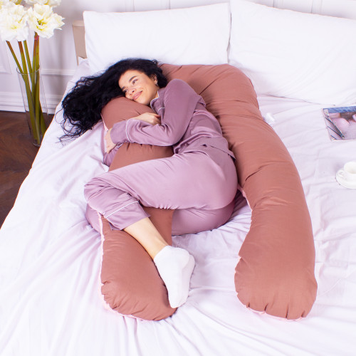 Подушка для вагітних та відпочинку U-подібна № 8002 Naturale Line "Riccarda" EcoSilk бязь