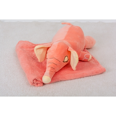 Плед+подушка детские №1061 Elephant Pink