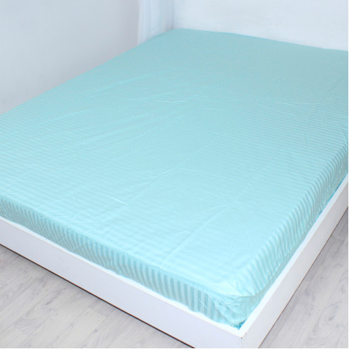 Простынь на резинке Satin Stripe 30-0014 Mint - высота 25 см (детские 10 см)