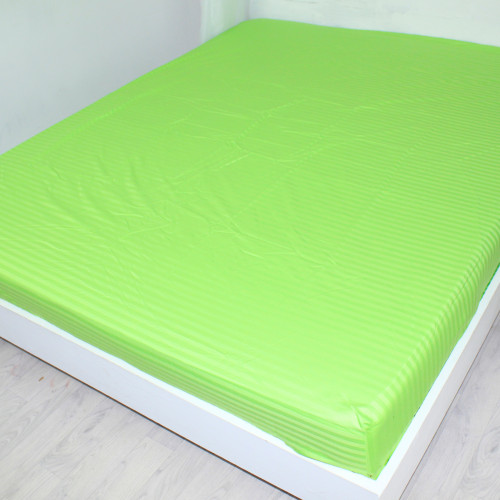 Простынь на резинке Satin Stripe 30-0016 Light Green - высота 25 см (детские 10 см)