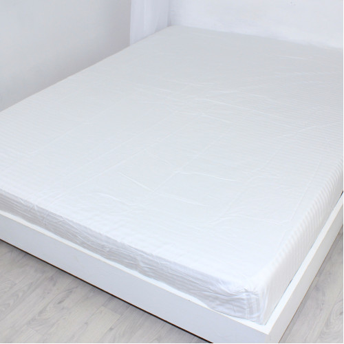 Простынь на резинке Satin Stripe 30-0001 White - высота 25 см (детские 10 см)