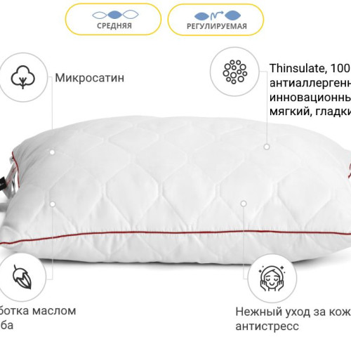 Подушка антиалергенна Eco Jojo №140 3M TM Thinsulate TM мікросатин - 3