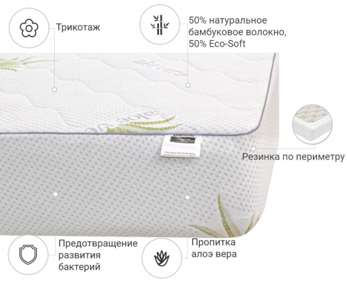Наматрацник №1028 Alberto Bamboo Aloe Vera (звичайний на резинці по периметру)