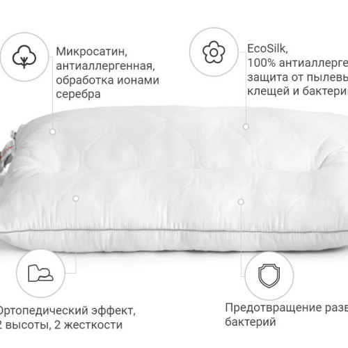Подушка ортопедическая №148 Premium Eco Silver (СРЕДНЯЯ) - 2