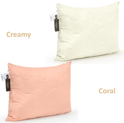 Подушка антиалергенная с Тенсель №1608, 1766 Eco Light Creamy/Coral (средняя)