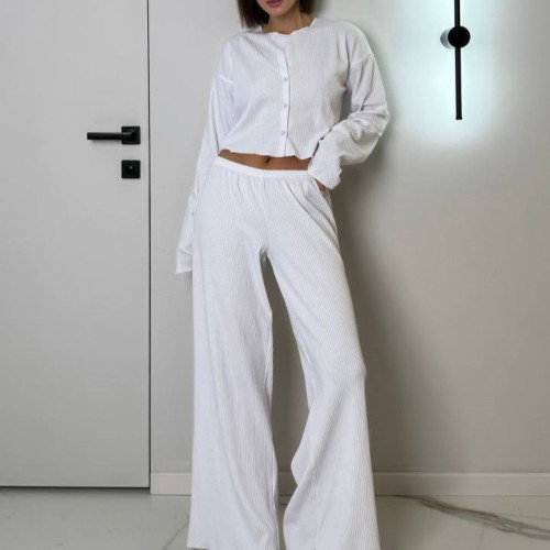 Піжама жіноча "Ribbed white" трикотаж