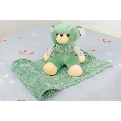 Плед+подушка детские №1050 Bear Green