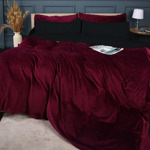 Комплект постельного белья Велюр Winter Frost 28-0007 + 28-0002 Poinsettia Velvet