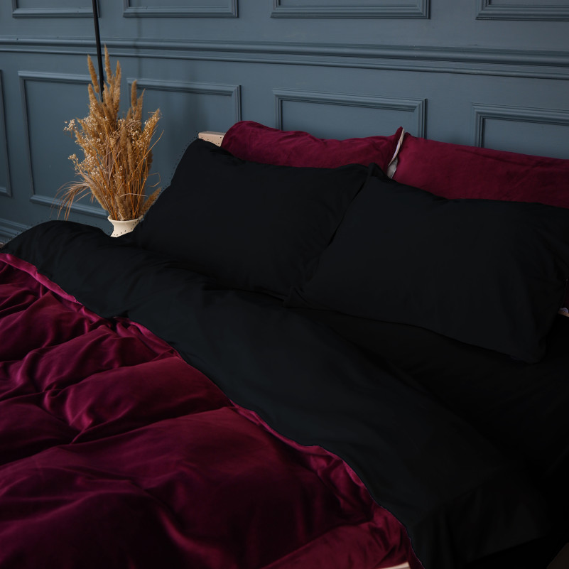 Комплект постельного белья Велюр Winter Frost 28-0007 + 28-0002 Poinsettia Velvet - 3